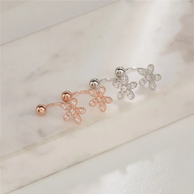 925 Silver Rose Flower Earring Women Jewelry Wedding Party Gift