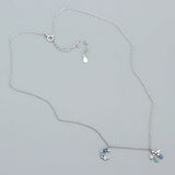 925 Silver Zircon Star Moon Necklace Women Delicate Jewelry Gift