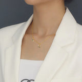 925 Silver Zircon Star Moon Necklace Women Delicate Jewelry Gift