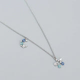 925 Silver Zircon Star Moon Necklace Women Delicate Jewelry Gift