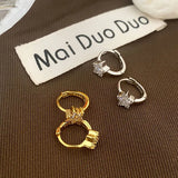 925 Sterling Silver Zircon Star Earrings for Women Girl Party Gift