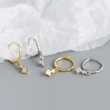 925 Silver Zircon Geometry Earring Wedding Accessories