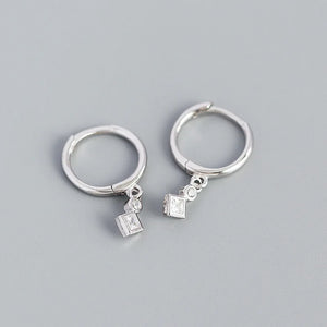 925 Silver Zircon Geometry Earring Wedding Accessories