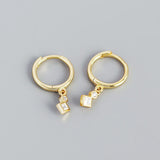 925 Silver Zircon Geometry Earring Wedding Accessories