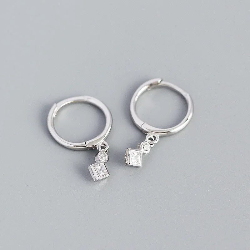 925 Silver Zircon Geometry Earring Wedding Accessories