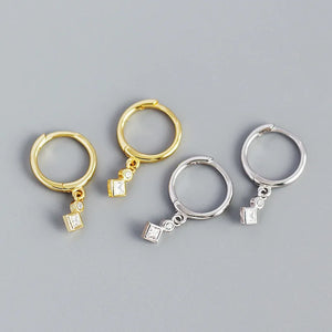 925 Silver Zircon Geometry Earring Wedding Accessories