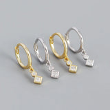 925 Silver Zircon Geometry Earring Wedding Accessories