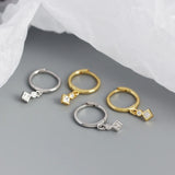 925 Silver Zircon Geometry Earring Wedding Accessories