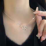 925 Silver Zircon Flower Necklace for Women - Birthday Gift