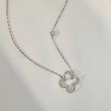 925 Silver Zircon Flower Necklace for Women - Birthday Gift