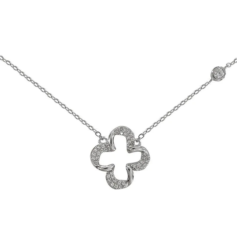 925 Silver Zircon Flower Necklace for Women - Birthday Gift