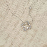 925 Silver Zircon Flower Necklace for Women - Birthday Gift