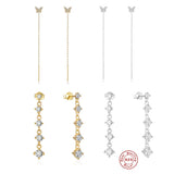 925 Silver Zircon Butterfly Earrings Sweet Fairy Jewelry for Women
