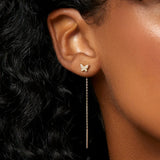 925 Silver Zircon Butterfly Earrings Sweet Fairy Jewelry for Women
