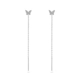 925 Silver Zircon Butterfly Earrings Sweet Fairy Jewelry for Women