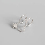 925 Silver Zircon Star Moon Earrings Gift for Women Girls
