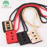 Cassette Tape Pendant Good Wood Hip-Hop Wooden Necklace