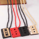 Cassette Tape Pendant Good Wood Hip-Hop Wooden Necklace