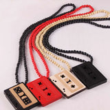 Cassette Tape Pendant Good Wood Hip-Hop Wooden Necklace