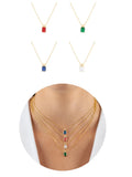 925 Silver Zircon Clavicle Necklace Green Jewelry