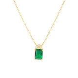 925 Silver Zircon Clavicle Necklace Green Jewelry