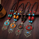 Bohemian Fringed Statement Necklace Retro Style