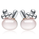 925 Silver Hibiscus Stone Earrings Cat Powder Zirconia Jewelry
