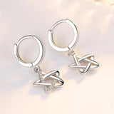 925 Silver Needle Earrings Crystal Zircon Retro Hollow Stars Hot Earrings