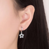 925 Silver Needle Earrings Crystal Zircon Retro Hollow Stars Hot Earrings