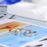925 Silver Needle Crystal Zircon Round Stud Earrings