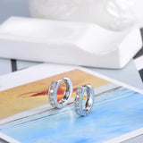 925 Silver Needle Crystal Zircon Round Stud Earrings