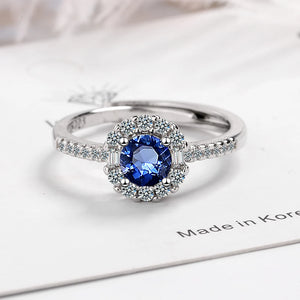 925 Silver Needle CZ Sapphire Adjustable Ring