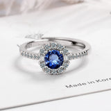 925 Silver Needle CZ Sapphire Adjustable Ring