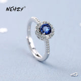 925 Silver Needle CZ Sapphire Adjustable Ring