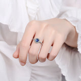925 Silver Needle CZ Sapphire Adjustable Ring