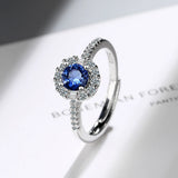 925 Silver Needle CZ Sapphire Adjustable Ring