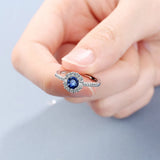 925 Silver Needle CZ Sapphire Adjustable Ring