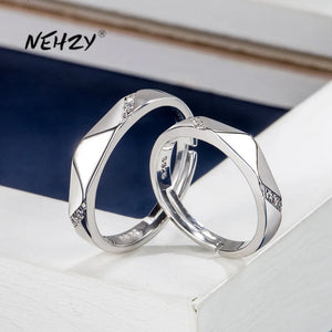 925 Silver CZ Couple Ring Adjustable Size