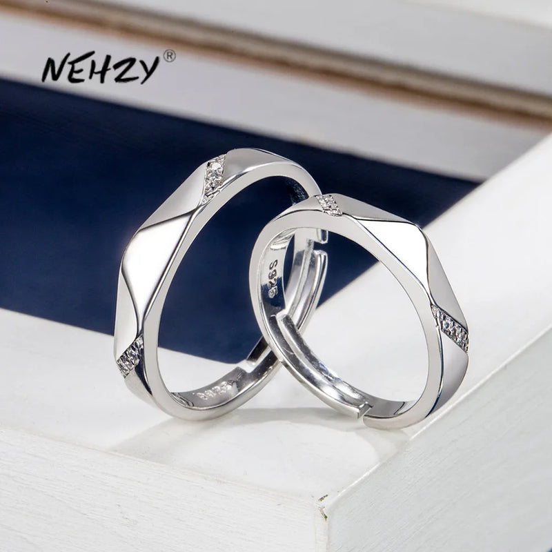 925 Silver CZ Couple Ring Adjustable Size