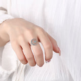 925 Silver CZ Star Moon Open Ring Size Adjustable