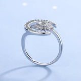 925 Silver CZ Star Moon Open Ring Size Adjustable