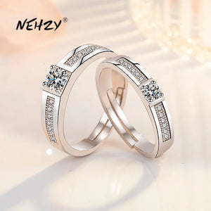 925 Silver CZ Couple Ring Adjustable Size