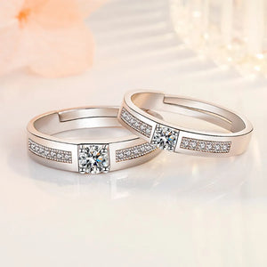 925 Silver CZ Couple Ring Adjustable Size