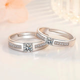 925 Silver CZ Couple Ring Adjustable Size