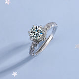 925 Silver Needle Women's CZ Flower Shape Adjustable Ring