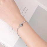 925 Silver Needle Women's Crystal Zircon Floral Bracelet 16CM+4.5CM