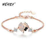 925 Silver Needle Women's Crystal Zircon Floral Bracelet 16CM+4.5CM