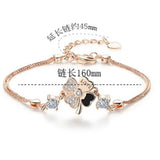 925 Silver Needle Women's Crystal Zircon Floral Bracelet 16CM+4.5CM