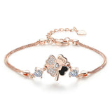 925 Silver Needle Women's Crystal Zircon Floral Bracelet 16CM+4.5CM