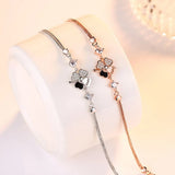 925 Silver Needle Women's Crystal Zircon Floral Bracelet 16CM+4.5CM